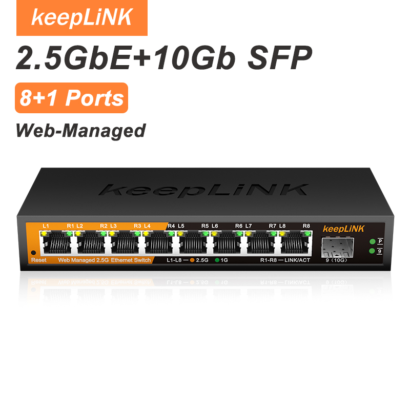 Sfp+ 10G Managed Switch 8 Port - Коммутатор KeepLiNK KP-9000-9XHML-X 2.5Gb с 8