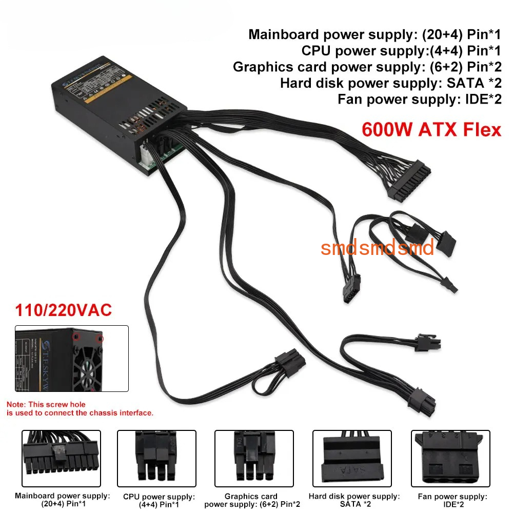 Модульный блок питания 600 Вт, – обзор и цена Atx Power Supply 1U Flex 500W